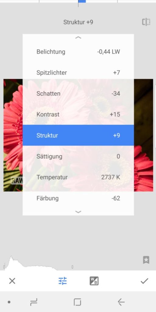 Snapseed Belichtung Anpassung