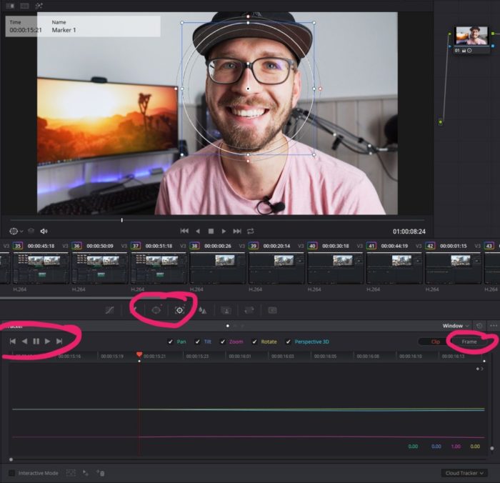 Davinci Resolve Tracking im Color Tab